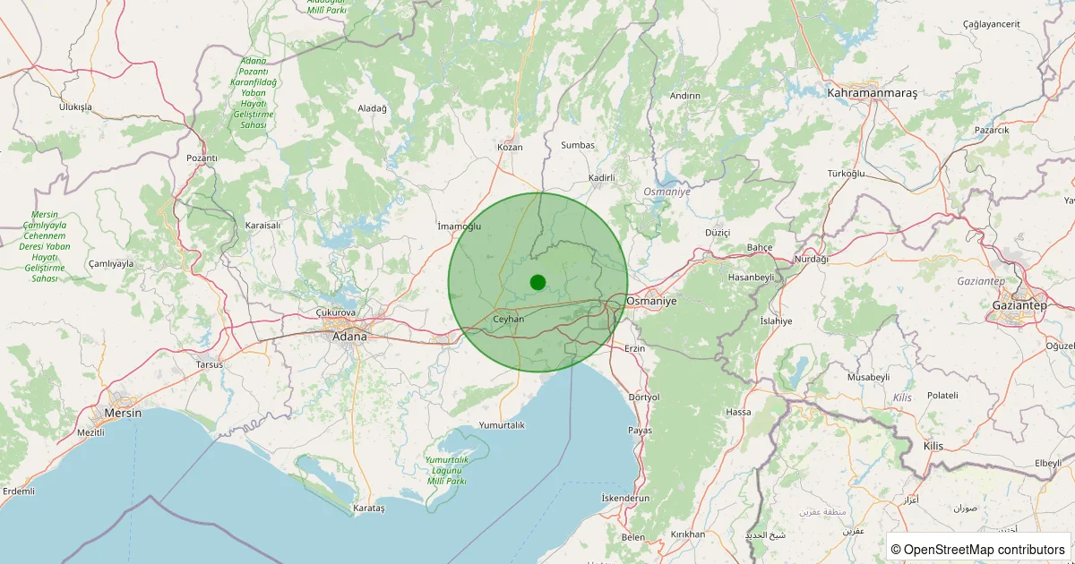 14 Ekim 2025 saat 17:29 - Ceyhan - Yalak - 2.00ml depreminin harita gösterimi