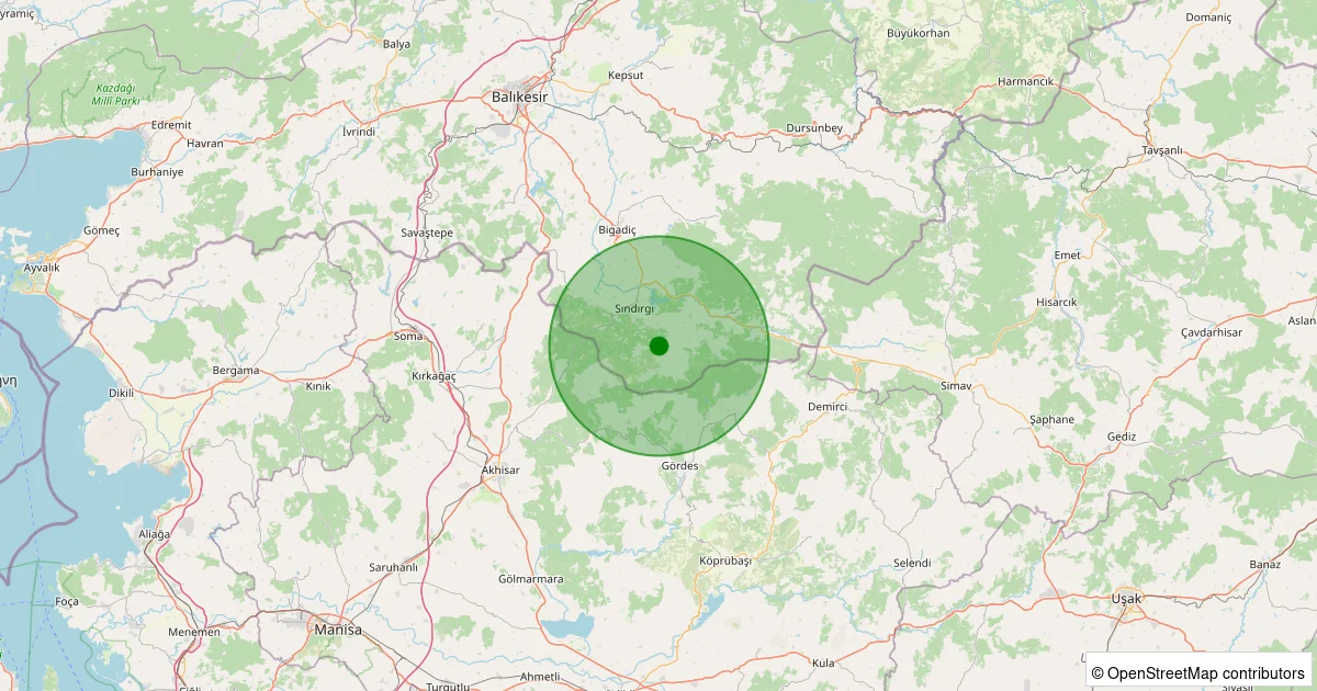 14 Ekim 2025 saat 18:42 - Sındırgı - Bayraklı - 1.30ml depreminin harita gösterimi