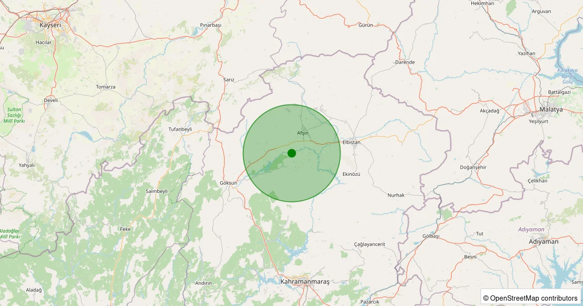 14 Ekim 2025 saat 22:07 - Afşin - Anzorey - 1.90ml depreminin harita gösterimi