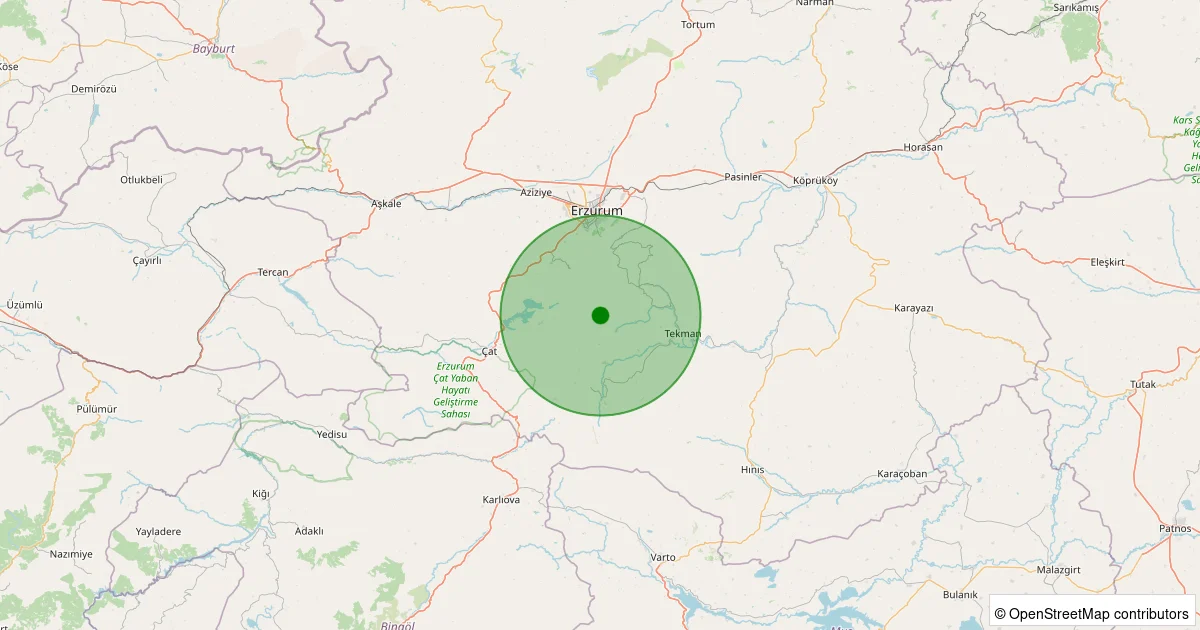14 Ekim 2025 saat 22:32 - Tekman - Yalınca - 1.90ml depreminin harita gösterimi