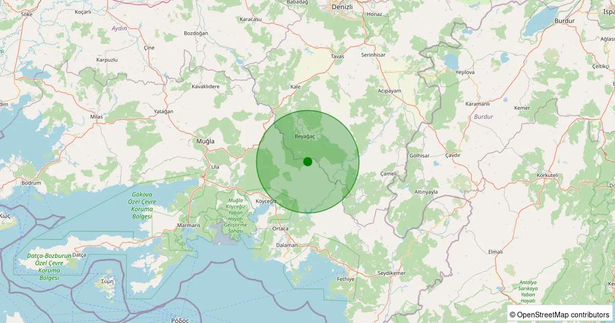 15 Ekim 2025 saat 02:26 - Beyağaç - Zafer - 2.10ml depreminin harita gösterimi