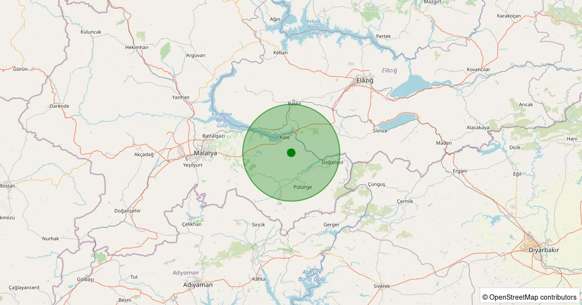 15 Ekim 2025 saat 02:49 - Kale - Akuşağı Köyü - 2.10ml depreminin harita gösterimi