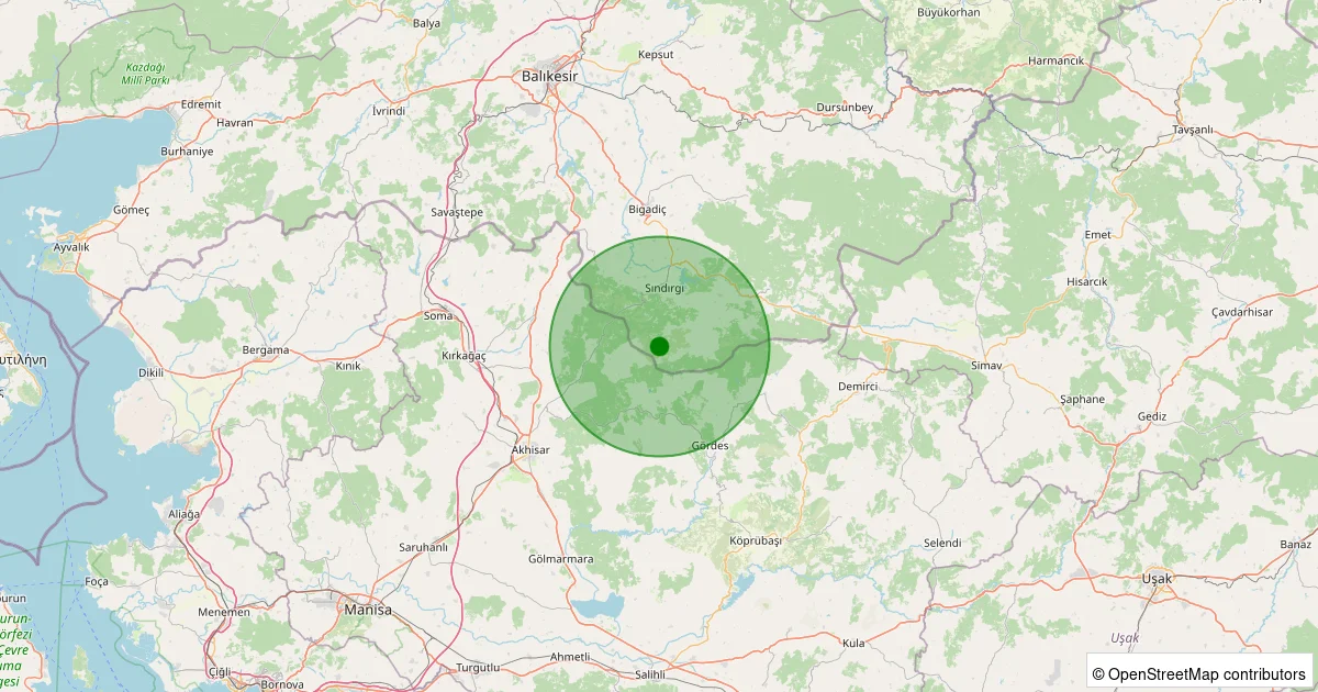 15 Ekim 2025 saat 03:46 - Sındırgı - Kınık - 1.40ml depreminin harita gösterimi
