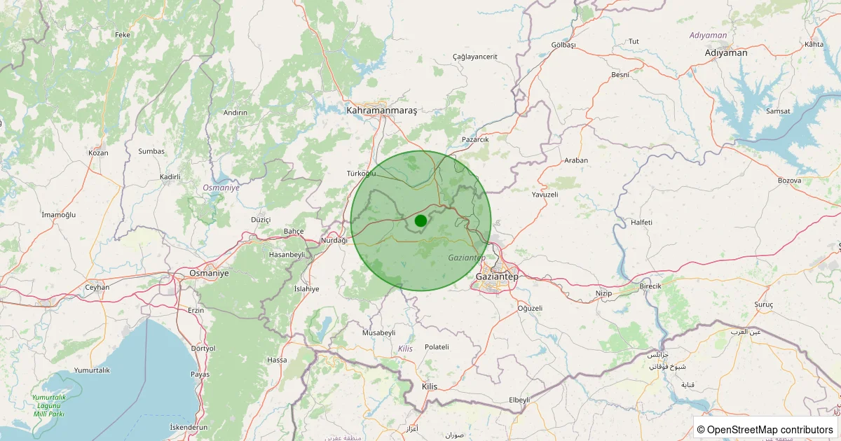 15 Ekim 2025 saat 03:51 - Pazarcık - Evri - 1.20ml depreminin harita gösterimi