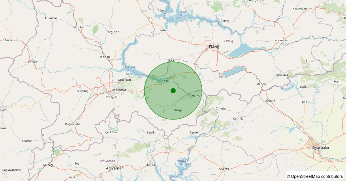 15 Ekim 2025 saat 03:45 - Kale - Akuşağı Köyü - 1.00ML depreminin harita gösterimi