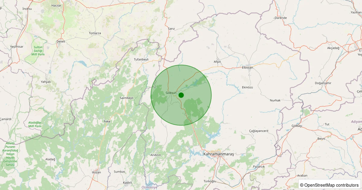 15 Ekim 2025 saat 04:50 - Onikişubat - Kurucaova - 1.40ml depreminin harita gösterimi