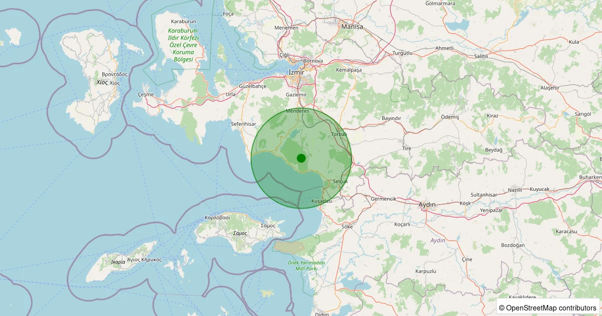 15 Ekim 2025 saat 08:11 - Menderes - 1.80ml depreminin harita gösterimi