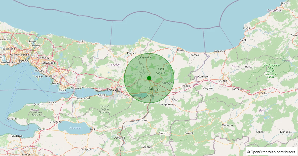 15 Ekim 2025 saat 10:12 - Adapazarı - Karaman - 1.20ml depreminin harita gösterimi