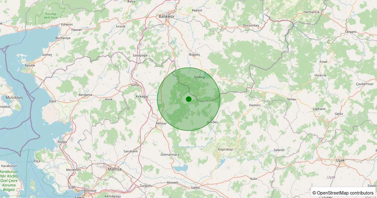 15 Ekim 2025 saat 14:49 - Akhisar - 1.20ml depreminin harita gösterimi