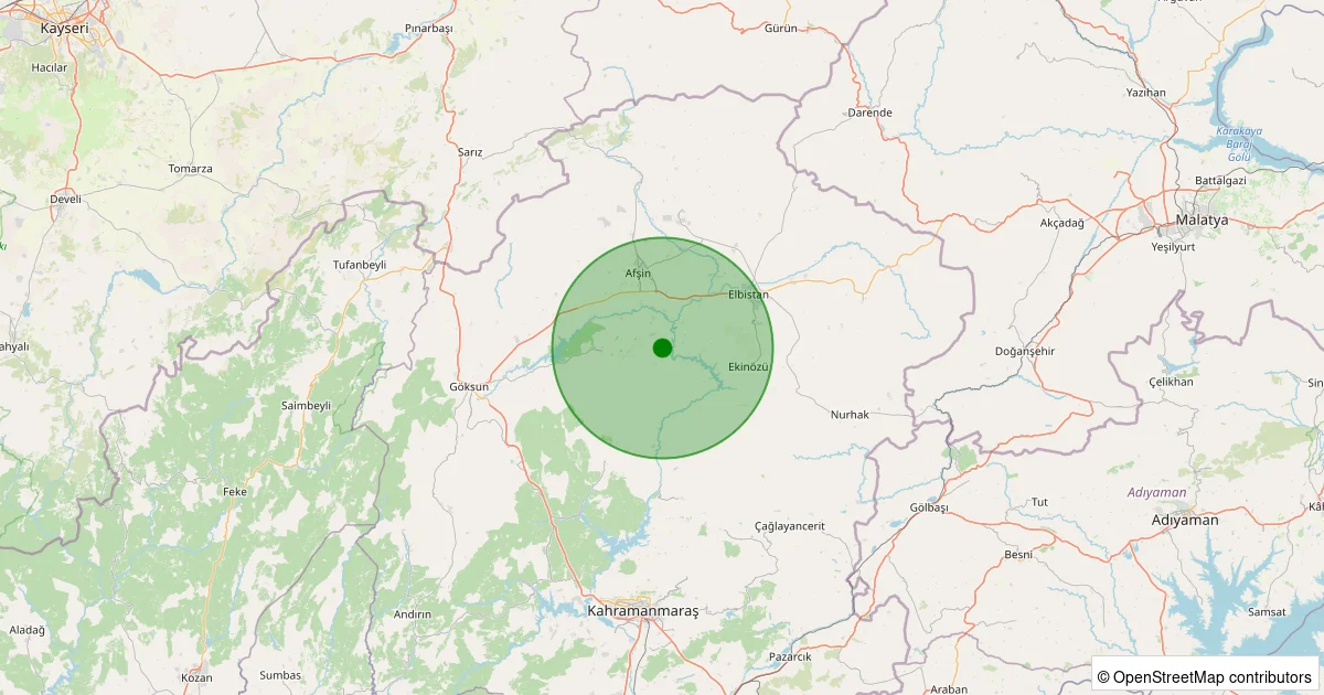 15 Ekim 2025 saat 22:24 - Göksun - Karadut - 2.00ml depreminin harita gösterimi
