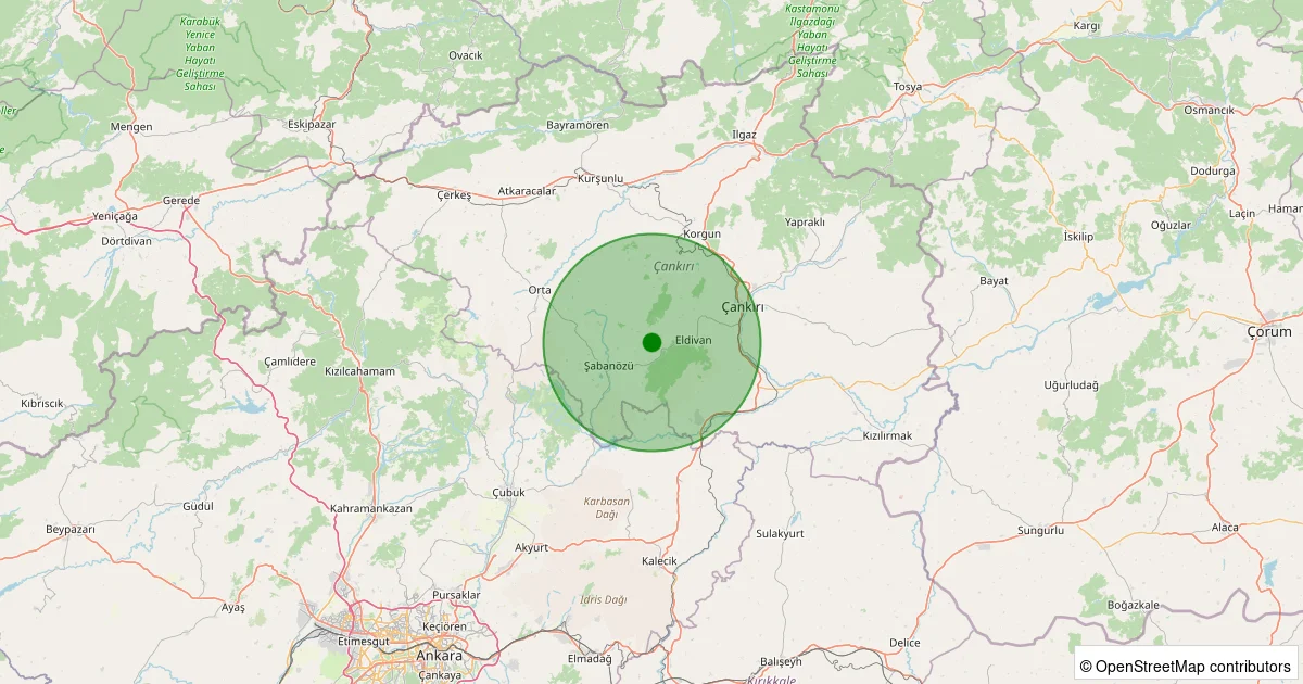 15 Ekim 2025 saat 22:45 - Eldivan - Saray Köyü - 1.20ml depreminin harita gösterimi
