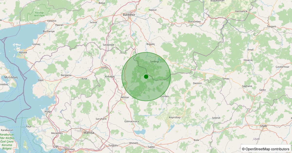 16 Ekim 2025 saat 00:14 - Akhisar - 1.50ml depreminin harita gösterimi