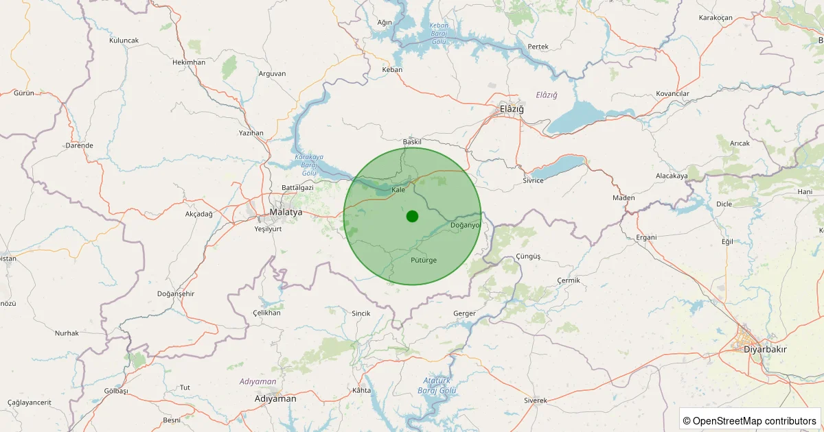 16 Ekim 2025 saat 00:27 - Kale - Akuşağı Köyü - 0.80ML depreminin harita gösterimi