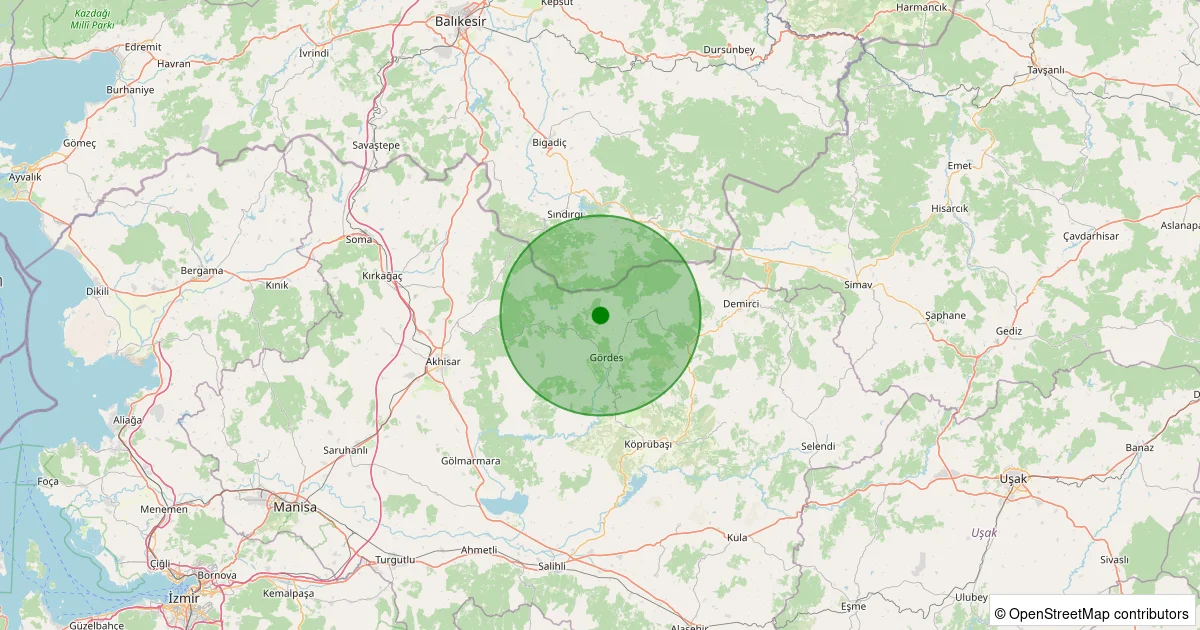 16 Ekim 2025 saat 01:46 - Gördes - Börez - 1.50ml depreminin harita gösterimi