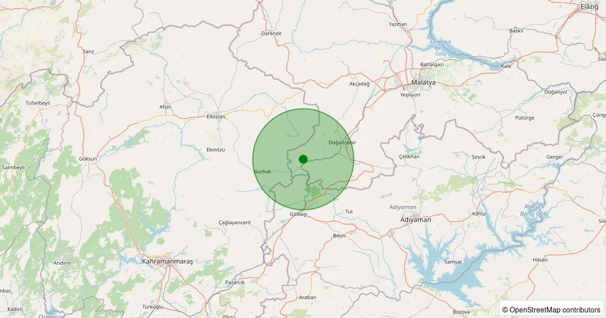 16 Ekim 2025 saat 02:45 - Doğanşehir - Küçüklü - 2.90ml depreminin harita gösterimi