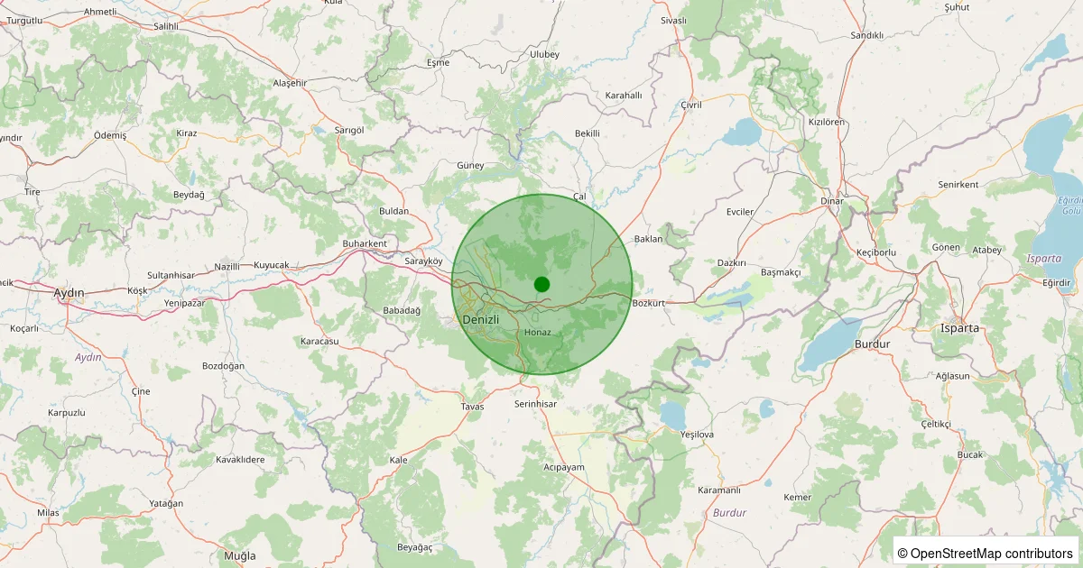 16 Ekim 2025 saat 04:57 - Honaz - Kocabaş - 2.30ml depreminin harita gösterimi