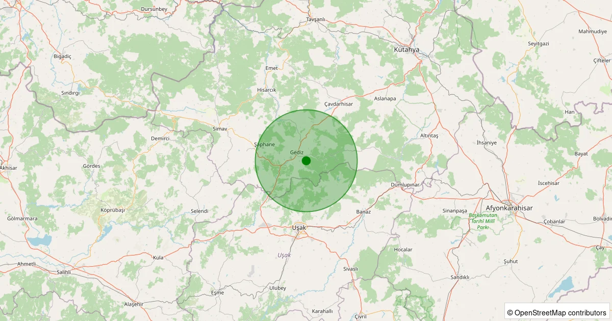16 Ekim 2025 saat 06:09 - Gediz - Gümele Köyü - 1.30ml depreminin harita gösterimi